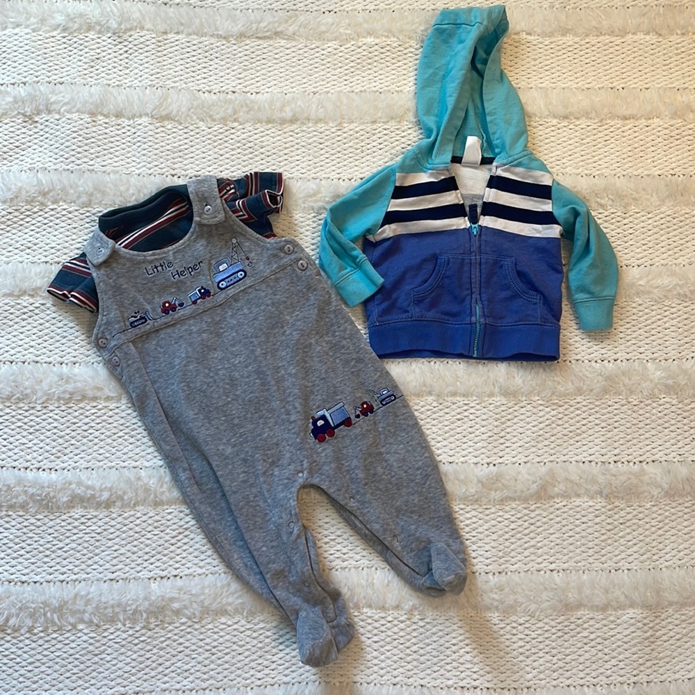 Bundle Koala baby little helper Construction romper hoodie onesie 6-9M baby boy